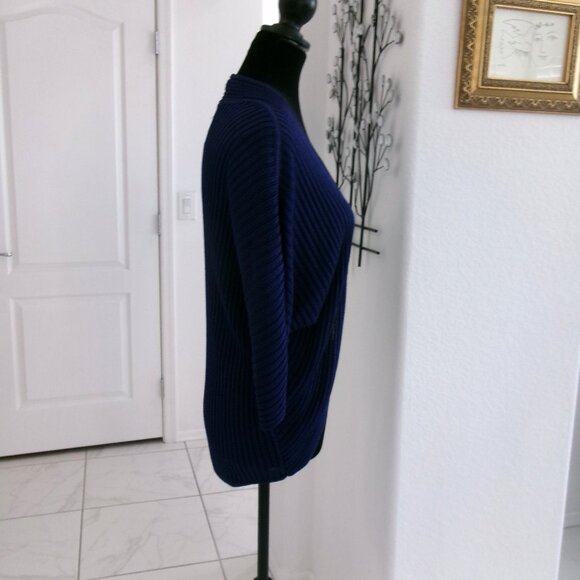 New Calvin Klein Navy Blue Open Front Cardigan Sweater L / M  3/4 Sleeves NWT - Picture 4 of 11